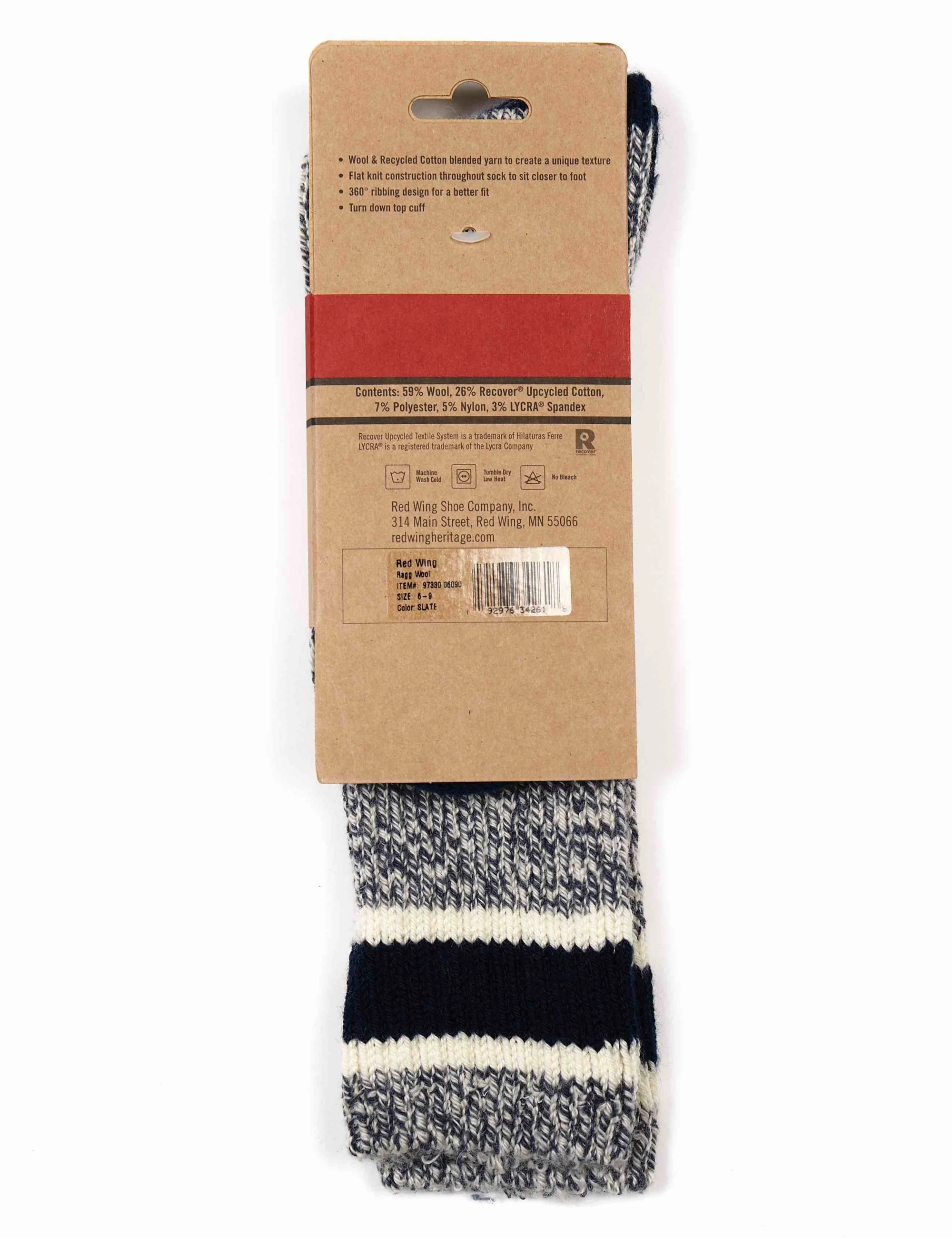 97330 Ragg Wool Stripe Socks - Slate/Navy - Image 3