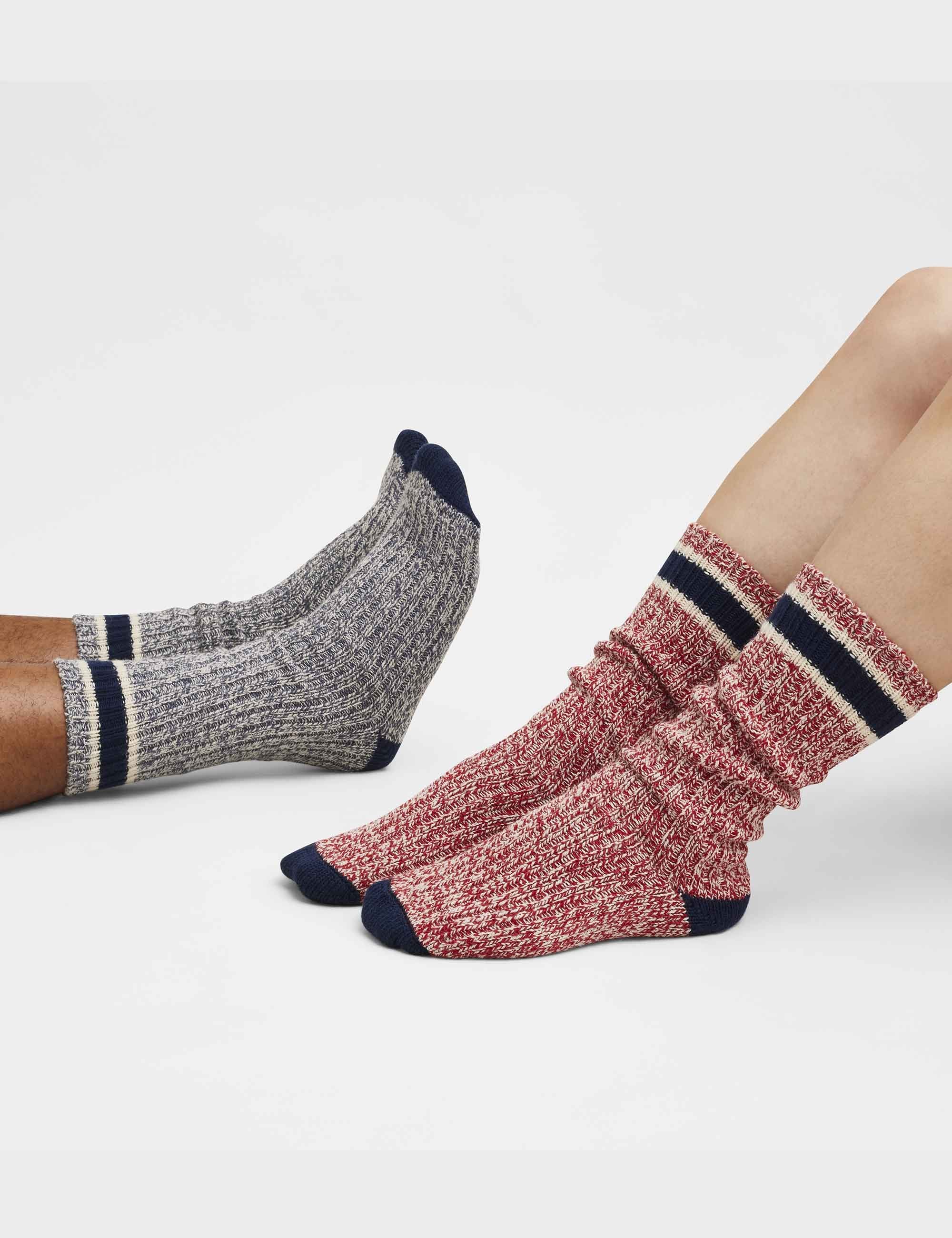 97330 Ragg Wool Stripe Socks - Slate/Navy - Image 4