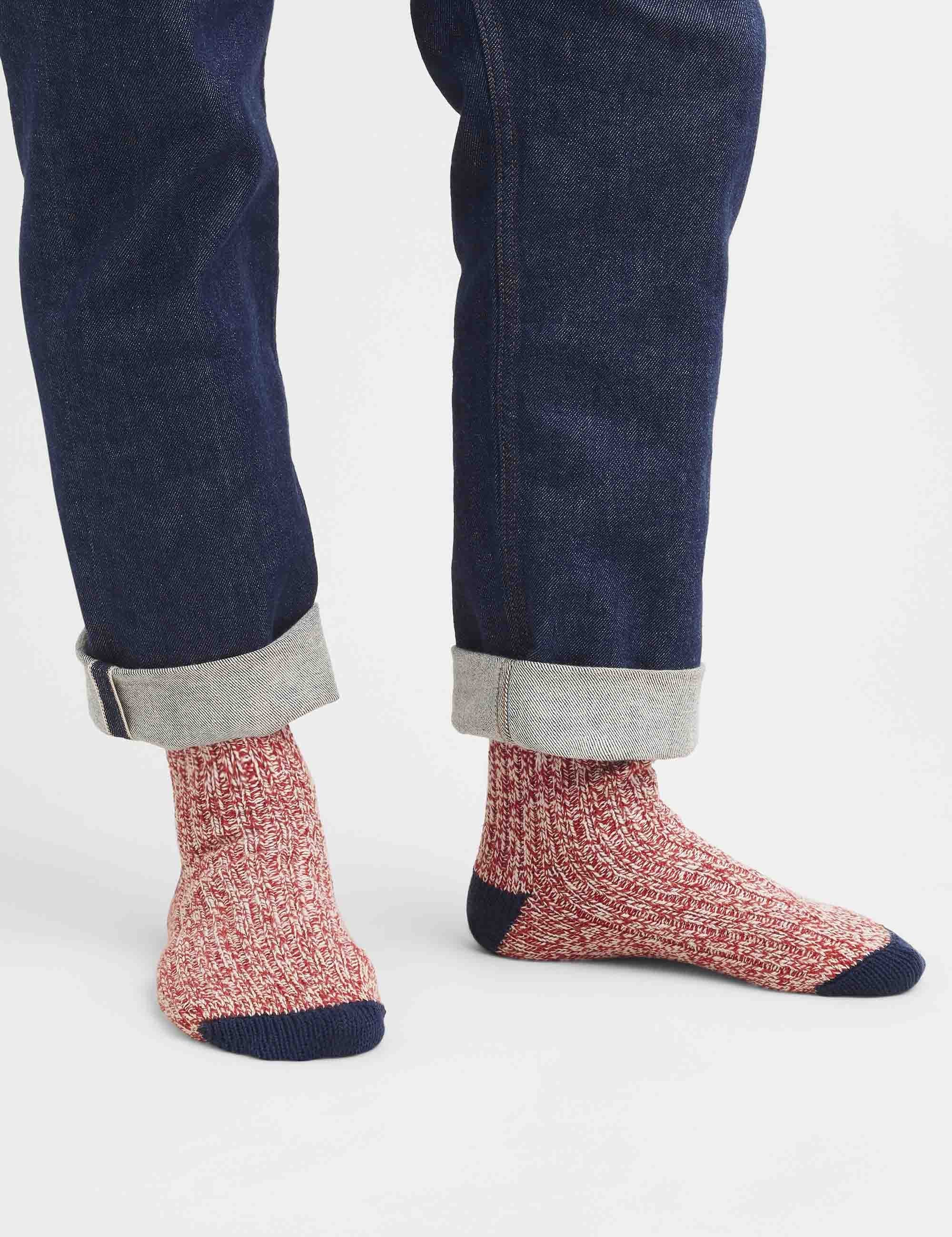 97331 Women's Ragg Wool Stripe Socks - Red/Navy - Image 2