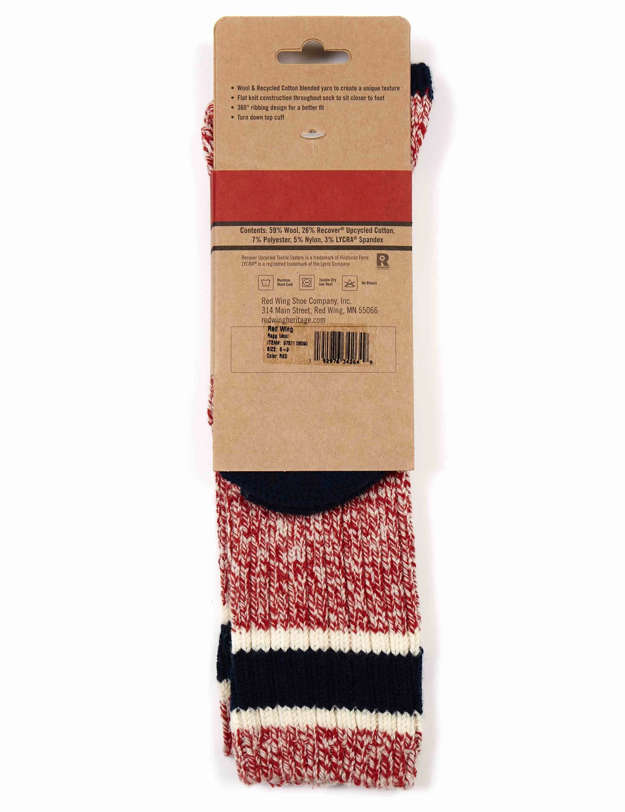 97331 Women's Ragg Wool Stripe Socks - Red/Navy - Image 4