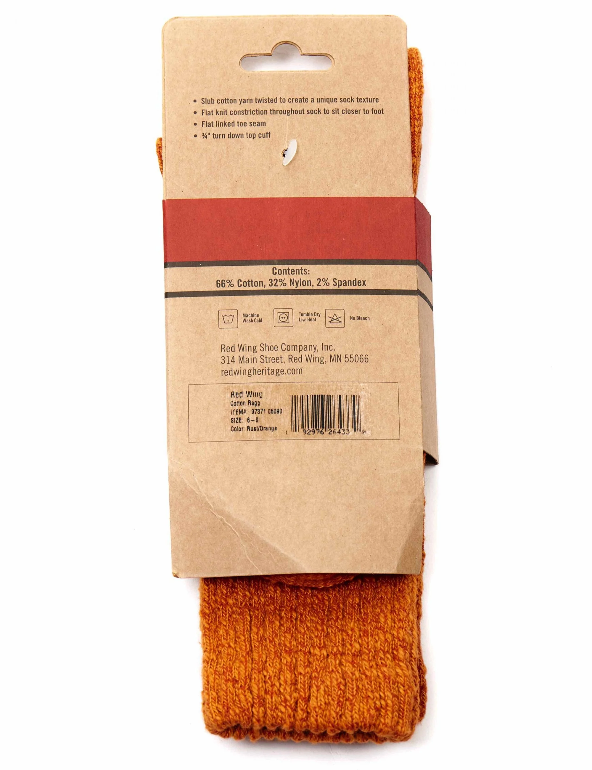 97371 Cotton Ragg Over Dyed Tonal Sock - Rust/Orange - Image 2