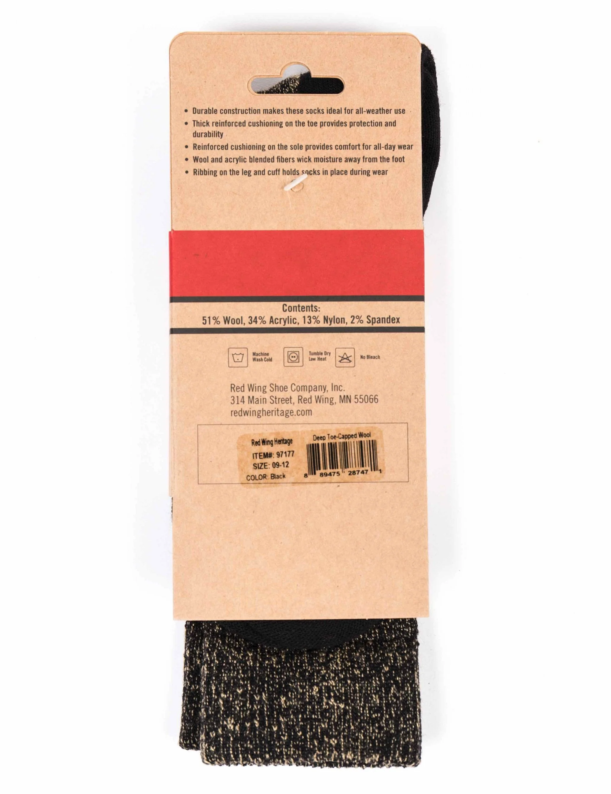 97642 Deep Toe Capped Wool Sock - Black - Image 3