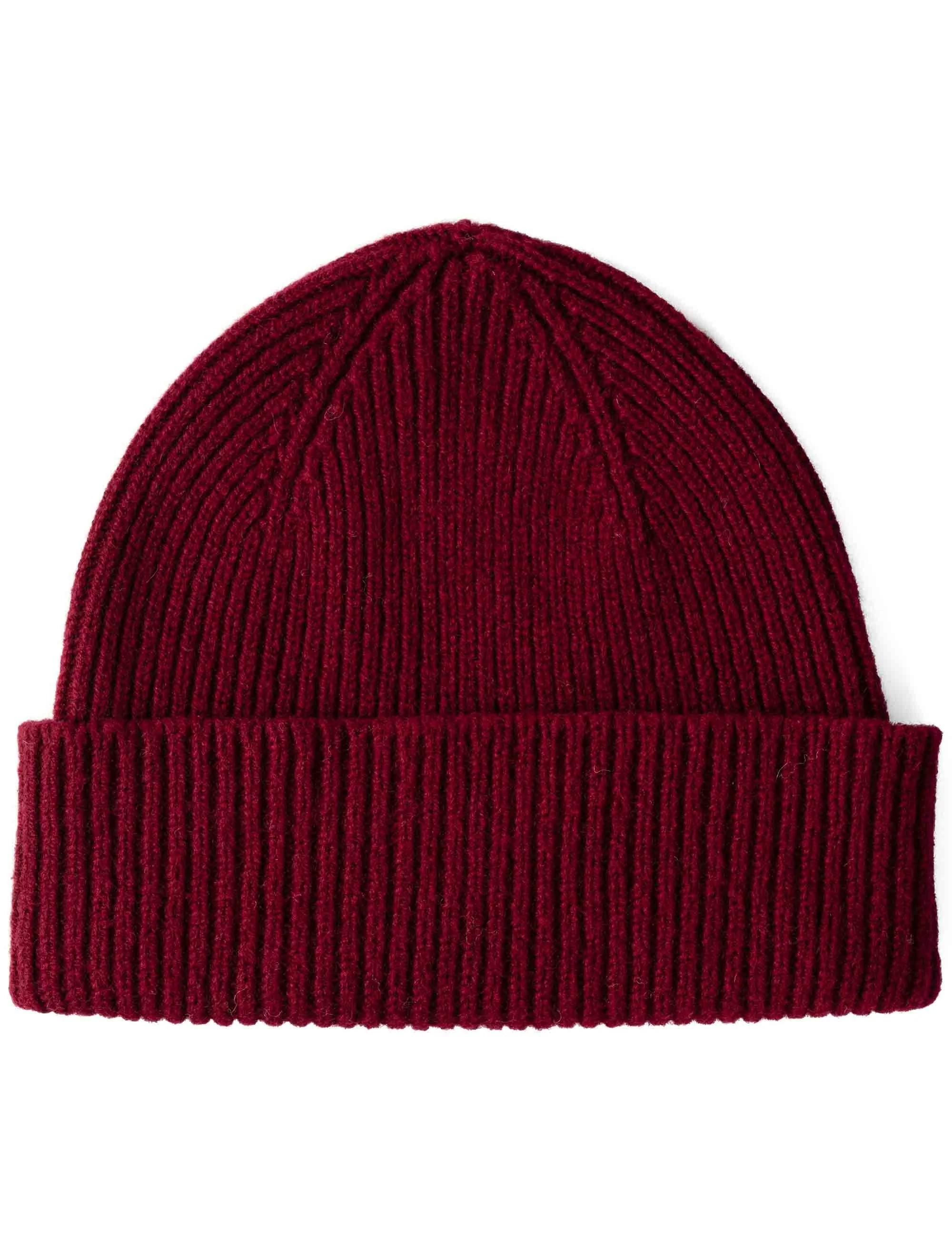 Clyde Lambswool Wool Beanie Hat - Bordeaux