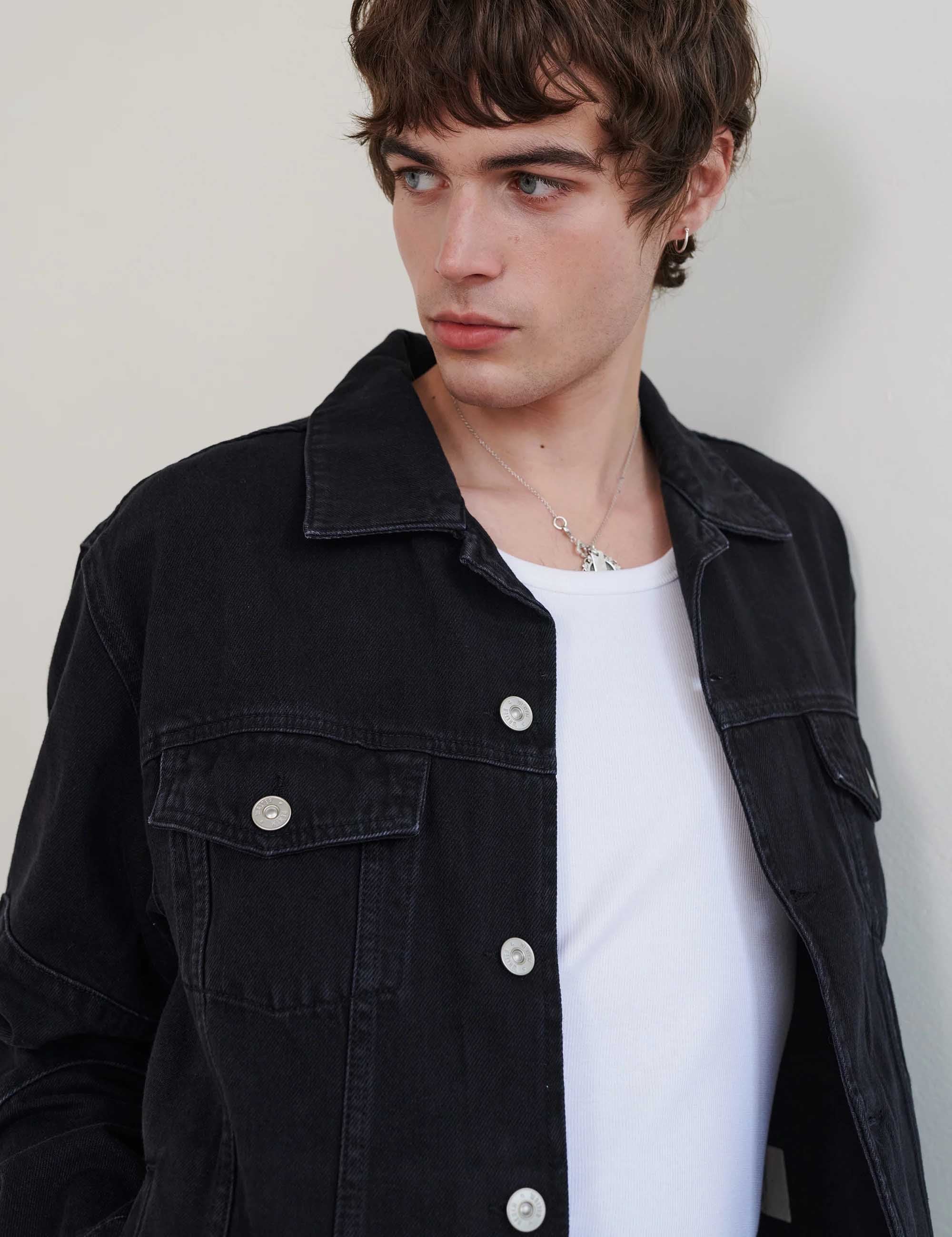 Revere Denim Jacket - Black - Image 4